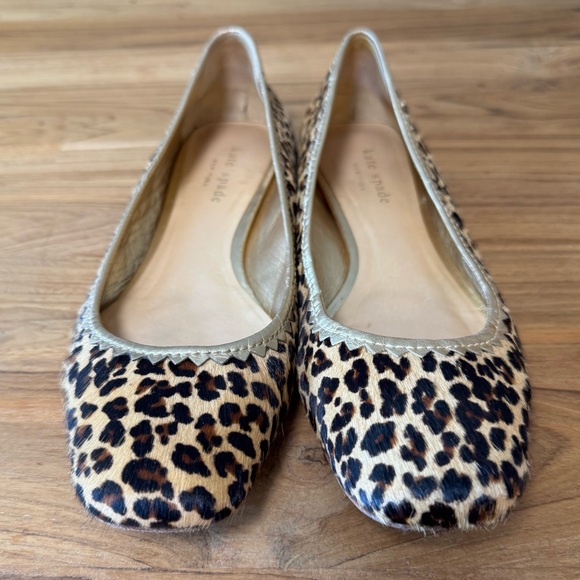 Kate Spade Shoes Women’s 7.5 Cheetah Print Flats with Gold Trim - Picture 4 of 11